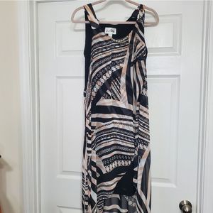 Joseph Ribkoff Sleeveless Layered Midi Dress Black Pink Size 12